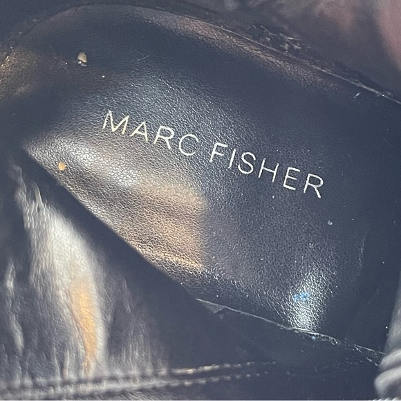 •Marc Fisher Women’s 9.5 black leather laboni combat 3” heel boots - Picture 11 of 15